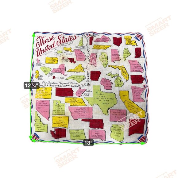 Vintage Handkerchief These United States Admission Date Electoral Votes RARE - Picture 6 of 7